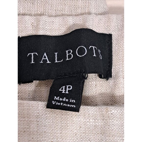 Talbots Linen Blend Cropped Pants Size 4P Beige Neutral Pull On Stretch - Picture 12 of 16